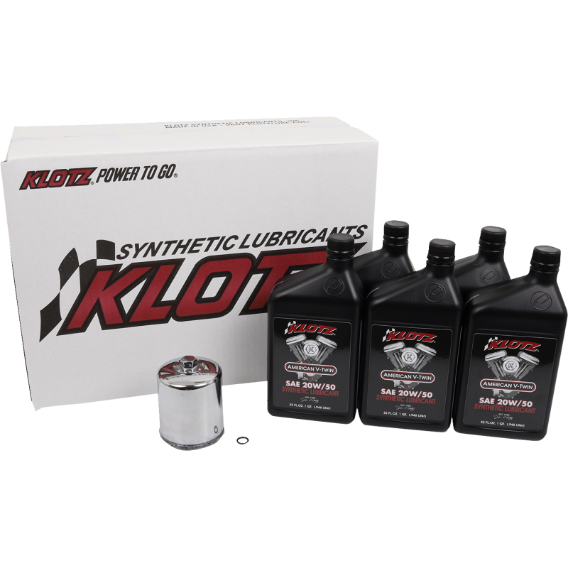 KLOTZ OIL BASIC 5 QUART SYNTHETIC ENGINE OIL AND CHROME FILTER KIT