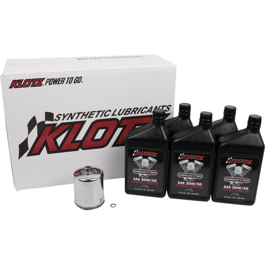 KLOTZ OIL BASIC 5 QUART SYNTHETIC ENGINE OIL AND CHROME FILTER KIT