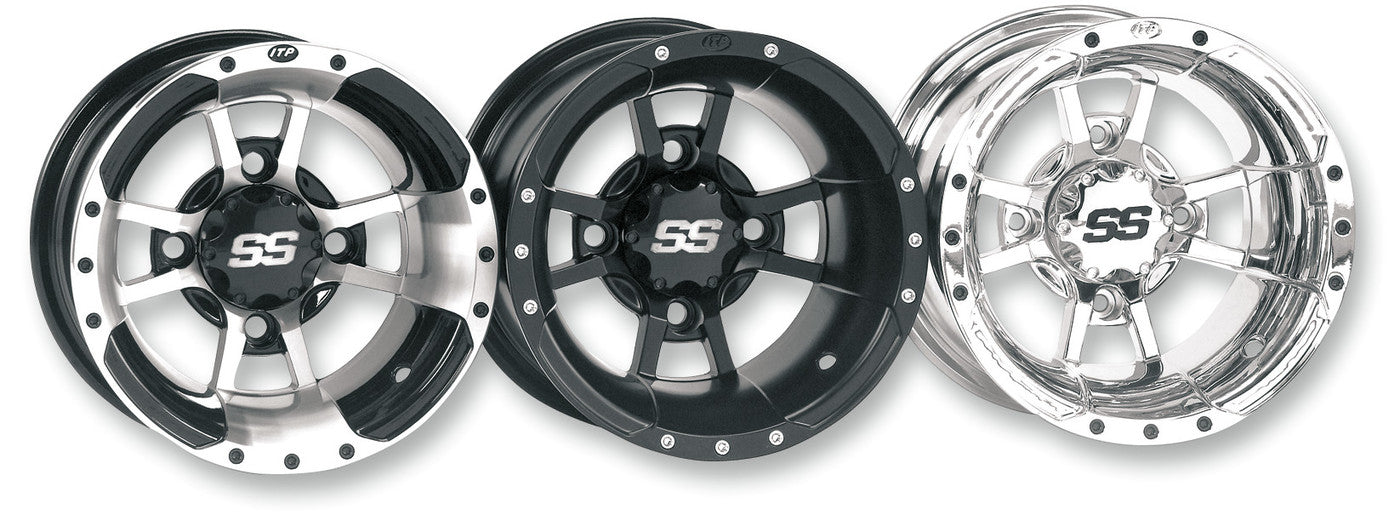 ITP SS112 SPORT WHEEL 10X5 4/144 3+2 FRONT MACH-BLACK