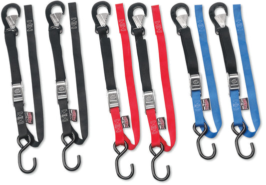 POWERTYE MFG. 1" SOFT TYE TIE DOWNS W/S/HOOKS RED PR