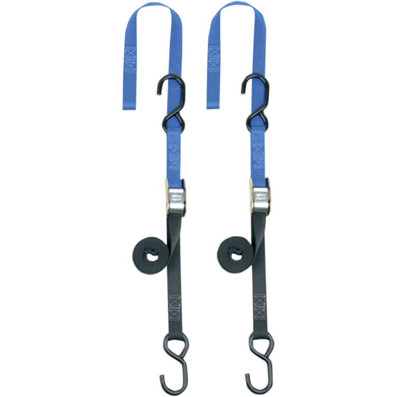 POWERTYE MFG. 1" SOFT TYE TIE DOWNS BLACK/BLUE (PR)