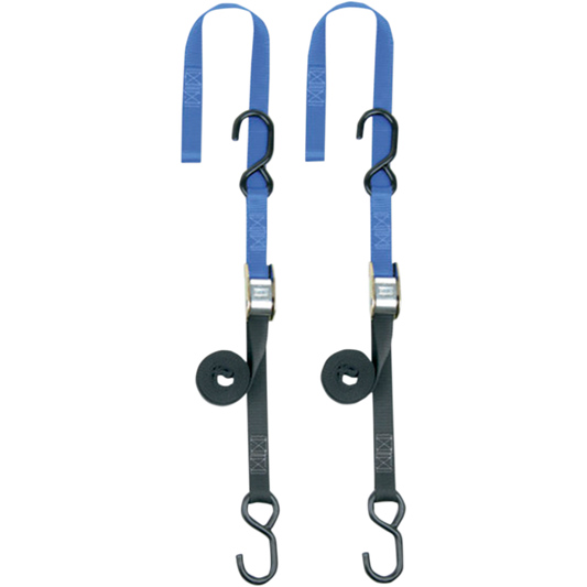 POWERTYE MFG. 1" SOFT TYE TIE DOWNS BLACK/BLUE (PR)