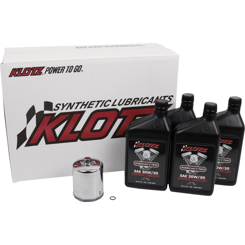 KLOTZ OIL BASIC 4 QUART SYNTHETIC ENGINE OIL AND CHROME FILTER KIT