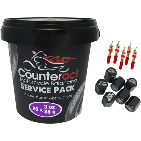 COUNTERACT 20) 3oz BAGS W/BEADS, VALVE CAPS & VALVE CORES SHOP BUCKET M